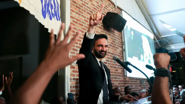 Zohran Mamdani at an event the night he won the New York City mayoral democratic primary.