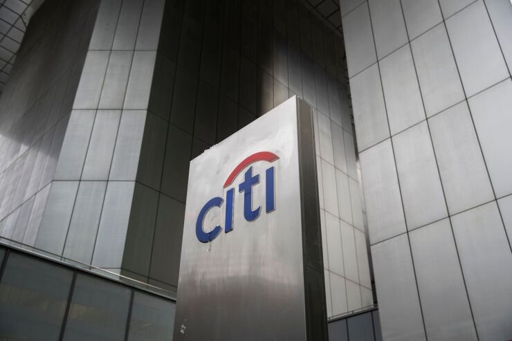 A Citi sign outside a bank location.